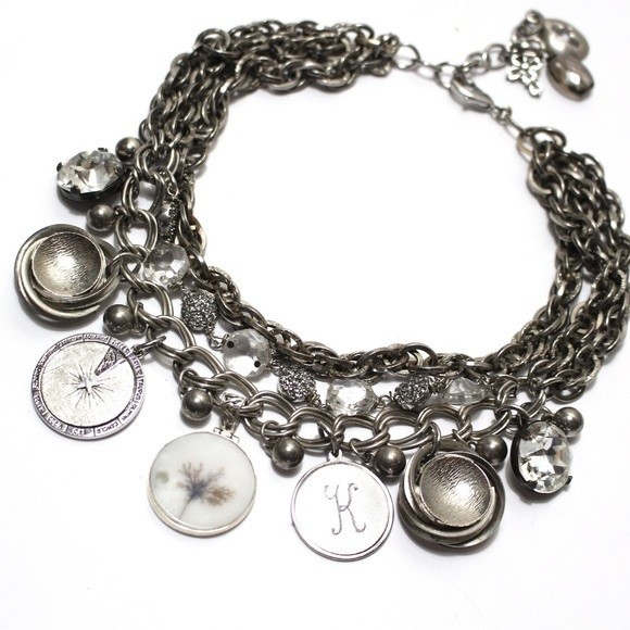 Statement Necklace All About Silver Vintage Repurposed - Picture 1 of 5